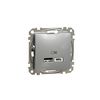 SednaÚj USB töltőaljzat A+C 2-ki 2400mA-max. 5V süllyesztett alumínium Schneider - SDD113402