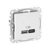 SednaÚj USB töltőaljzat A+C 2-ki 45W 3000mA/ 5V süllyesztett fehér IP20 Schneider - SDD111404