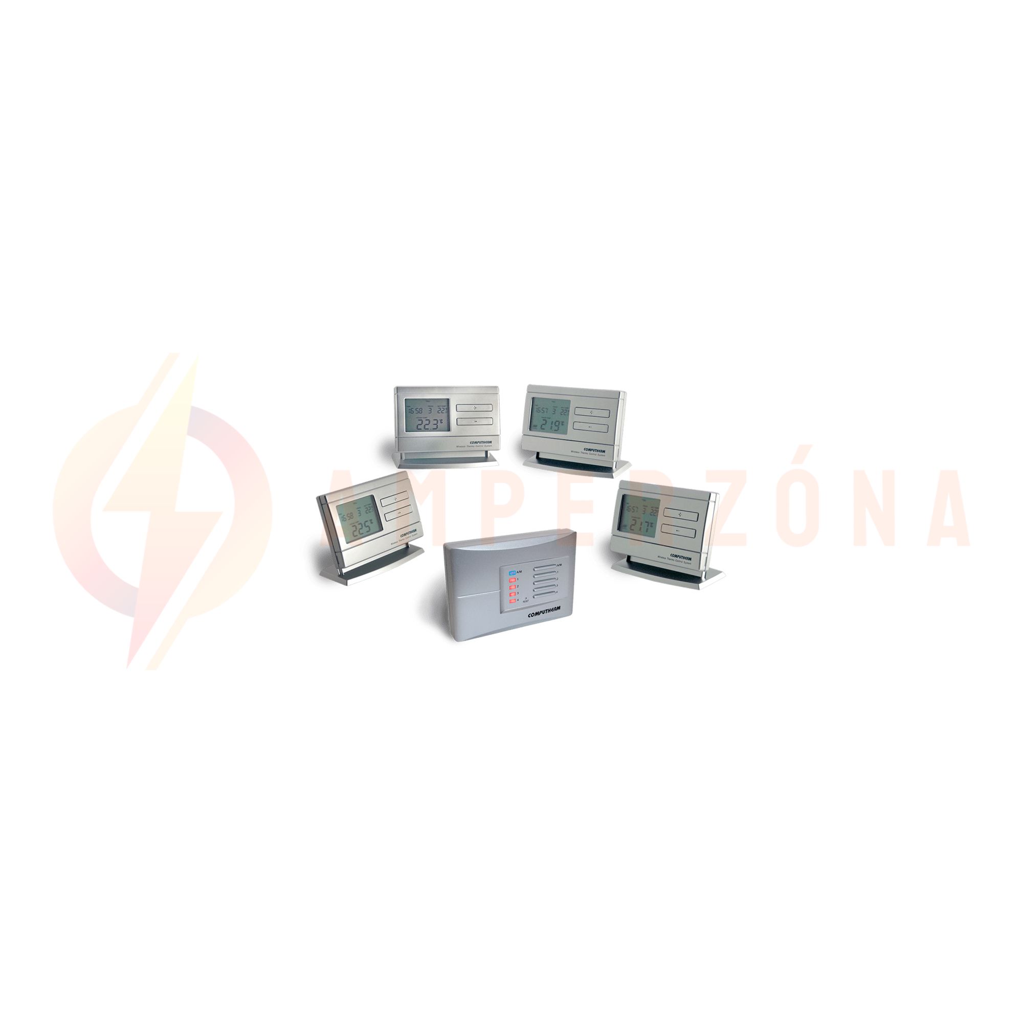 RF szobatermosztát programozható LCD (2xAA1,5V-elemes) +vevő digitális 5-40°C 6A 230V QUANTRAX - Q8RF