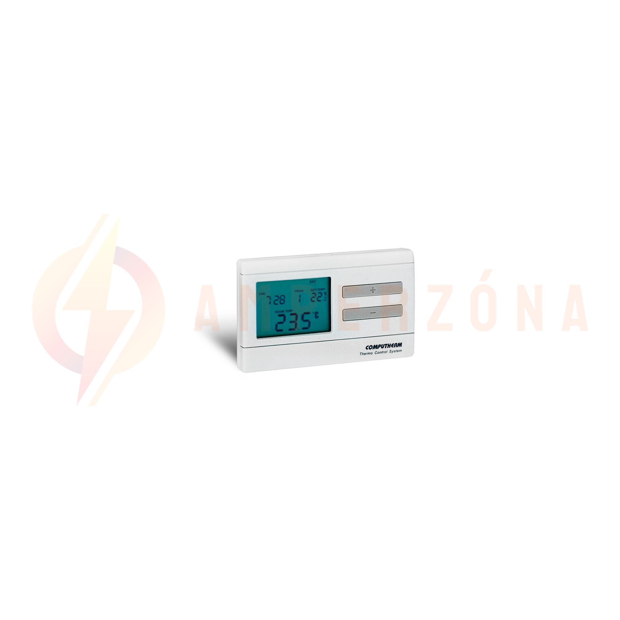 Szobatermosztát programozható LCD +2xAA1,5V-elem digitális 5-40°C 8A 230V elektronikus QUANTRAX - Q7
