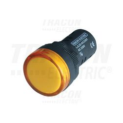 Jelzőlámpa kompakt műa. d22 1x LED sárga 230V AC/DC kerek lapos csavaros-csatlakozás TRACON - LJL22-YE