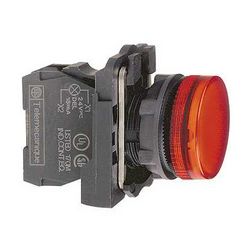 Jelzőlámpa komplett műa. d22 1x BA9s piros 0-250V AC/DC kerek lapos Harmony XB5 Schneider - XB5AV64