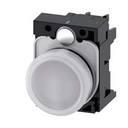Jelzőlámpa komplett műa. d22 1x LED fehér 230V AC kerek lapos csavaros SIRIUS ACT SIEMENS - 3SU1106-6AA60-1AA0