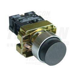 Nyomógomb komplett fém d22 3A fekete magas visszaugró 1z csavaros kerek IP42 TRACON - NYGBL21