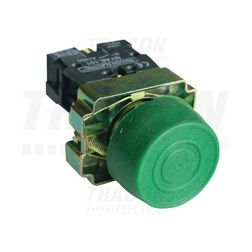Nyomógomb komplett fém d22 3A gumisapkával zöld magas visszaugró 1z csavaros kerek IP55 TRACON - NYGBP31Z