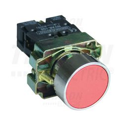 Nyomógomb komplett fém d22 3A piros lapos visszaugró 1ny csavaros kerek IP42 TRACON - NYGBA42P