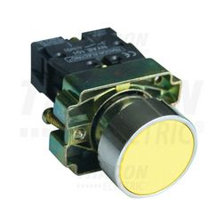 Nyomógomb komplett fém d22 3A sárga lapos visszaugró 1z csavaros kerek TRACON - NYGBA51S