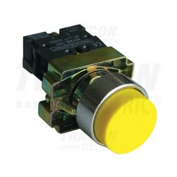 Nyomógomb komplett fém d22 3A sárga magas visszaugró 1z csavaros kerek TRACON - NYGBL51S
