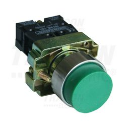 Nyomógomb komplett fém d22 3A zöld magas visszaugró 1z csavaros kerek 240V-lámpafeszültség TRACON - NYGBL31Z