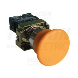 Nyomógomb komplett fém d22 40mm 3A sárga gomba visszaugró 1z csavaros kerek IP42 TRACON - NYGBC51S