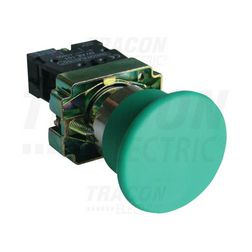 Nyomógomb komplett fém d22 40mm 3A zöld gomba visszaugró 1z csavaros kerek IP42 TRACON - NYGBC31Z