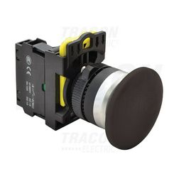 Nyomógomb komplett műa. d22 3A fekete gomba visszaugró 1z csavaros kerek IP65 TRACON - NYG3-MBK