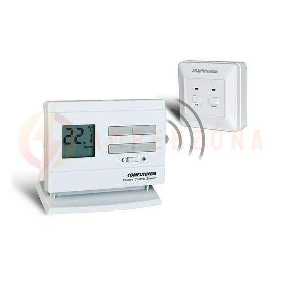 RF szobatermosztát LCD (2xAA1,5V-elemes) +868MHz vevő 5°C- 40°C elem falonkívüli fűtés QUANTRAX - Q3RF
