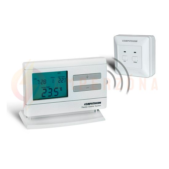 RF szobatermosztát programozható LCD (2xAA1,5V-elemes) +vevő digitális 5-40°C 6A 230V QUANTRAX - Q7RF