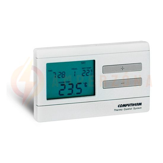 Szobatermosztát programozható LCD +2xAA1,5V-elem digitális 5-40°C 8A 230V elektronikus QUANTRAX - Q7
