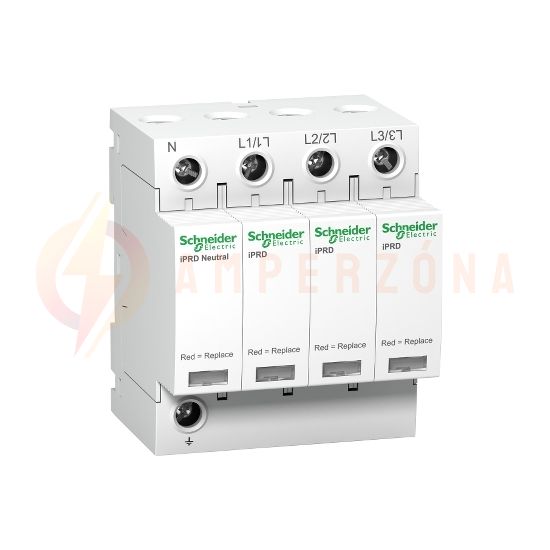 Túlfeszültség-levezető dugaszolható 3P+N T2 TN-S TT 400V/AC 20kA 8M Acti9 iQuick PRD Schneider - A9L20600